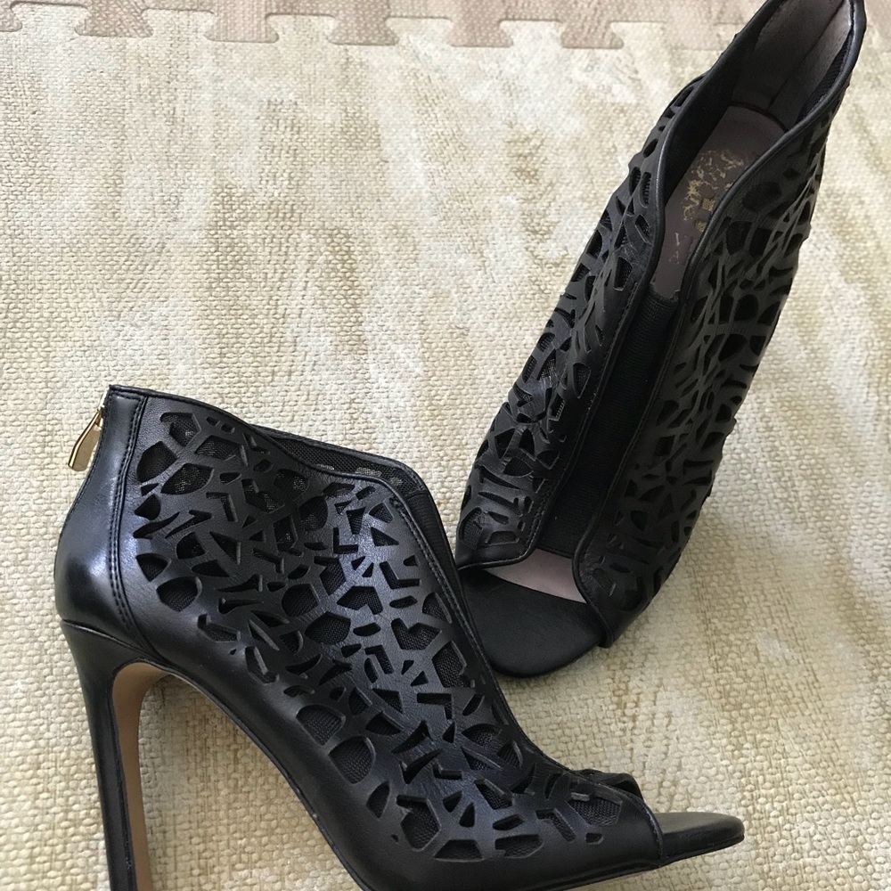 Black cutout booties