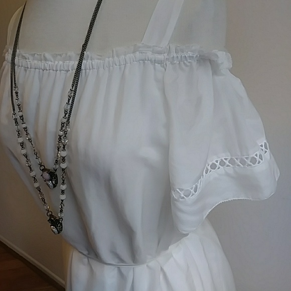 Ella Moss White Dress Cold shoulder w/ pockets NWOT - Picture 3 of 8