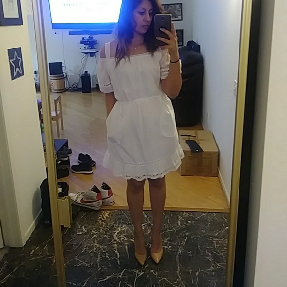 Ella Moss White Dress Cold shoulder w/ pockets NWOT - Picture 7 of 8