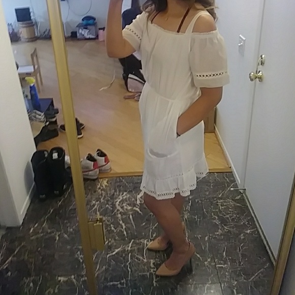 Ella Moss White Dress Cold shoulder w/ pockets NWOT - Picture 8 of 8