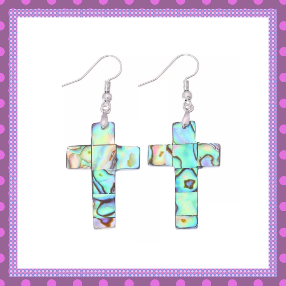 🌹Abalone Shell Cross Pierced Earrings🌹
