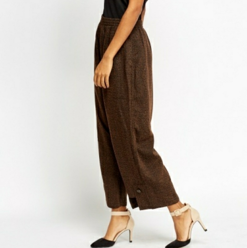 Cropped Wide Leg Trousers, Coffee
