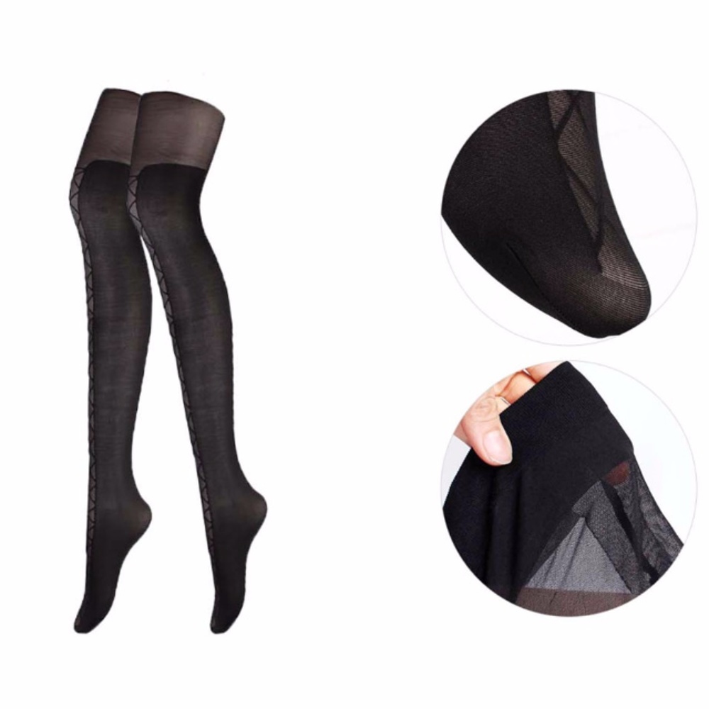 Manzi Mock Tights Black Over Knee Sexy Pantyhose - Picture 5 of 8