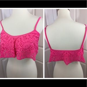 Jessica Simpson pink lace swim top
