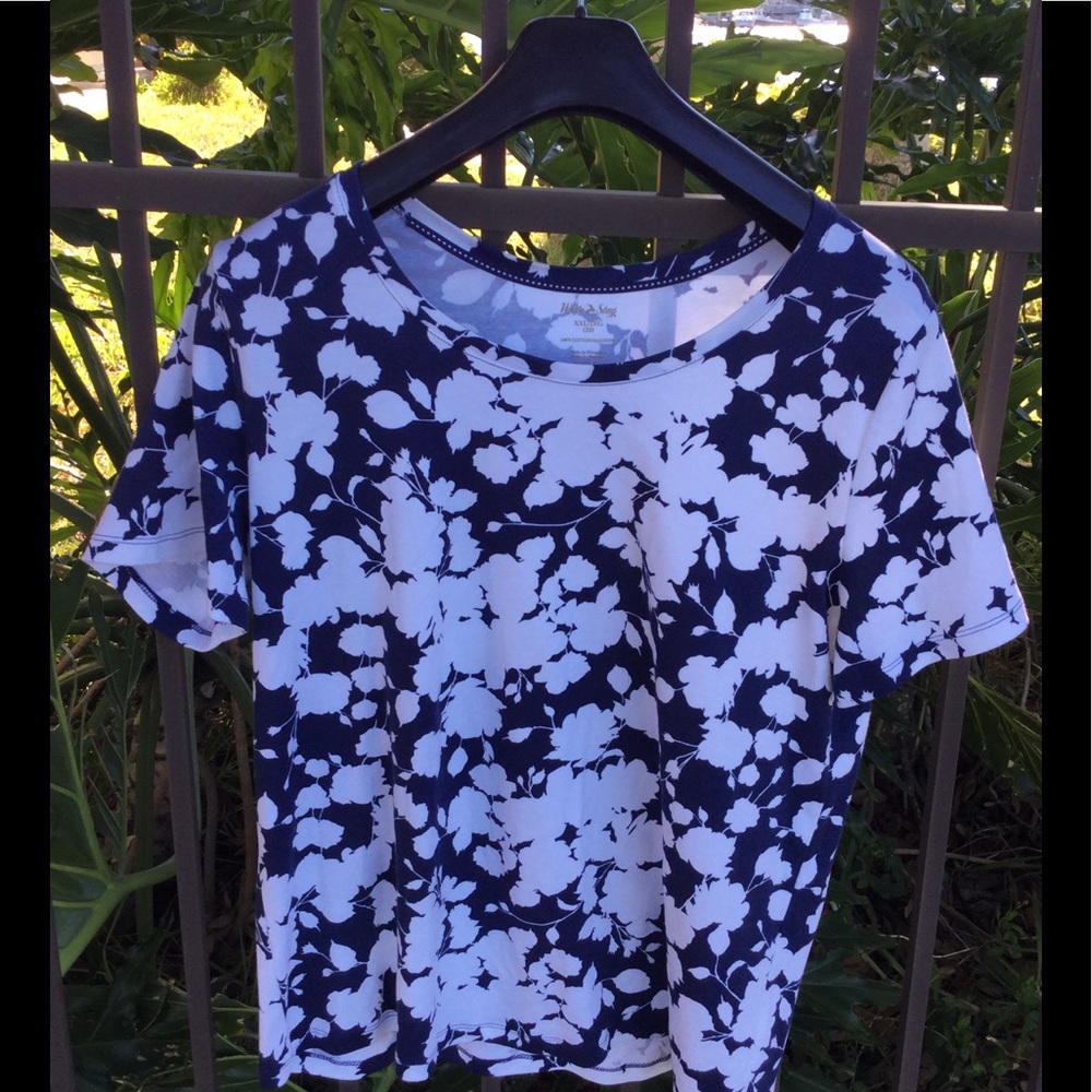 White Stag 2X Blue Floral Top