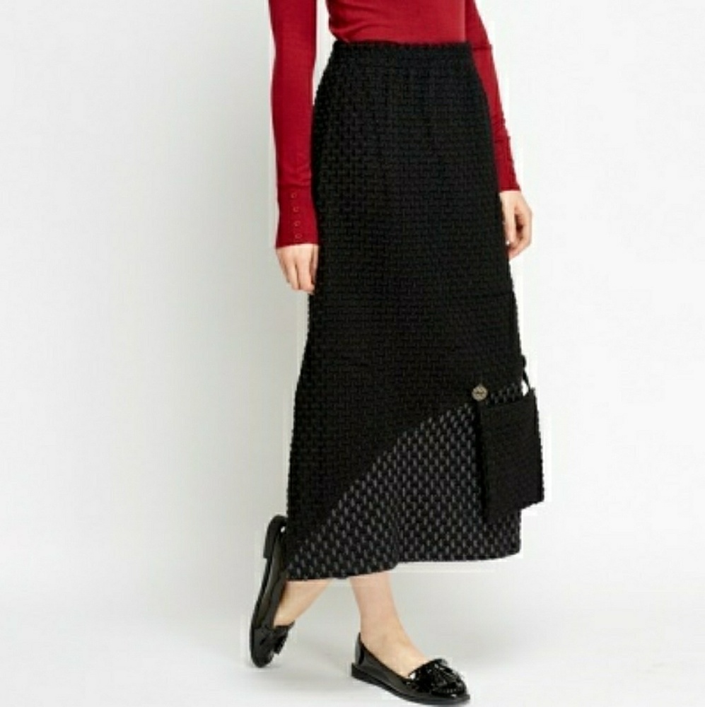 Bobble Knit Midi Front Pocket Skirt, NWT