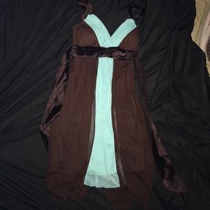 blue and brown dress
