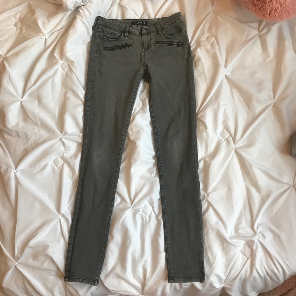 Grey Jeggings with zipper accent