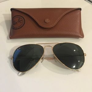 Ray-Ban Aviator Gold/Green Sunglasses 58mm Lens
