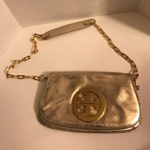 Tory Burch Reva Clutch Gold Cross Body Bag
