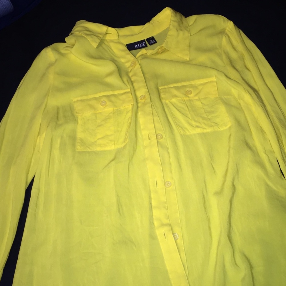ANA Bright Yellow ButtonUp Blouse Medium Like NEW
