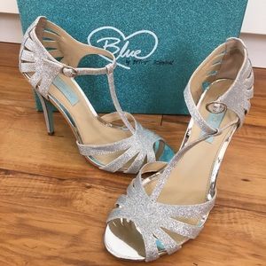 Betsey Johnson Silver Sparkly Heels