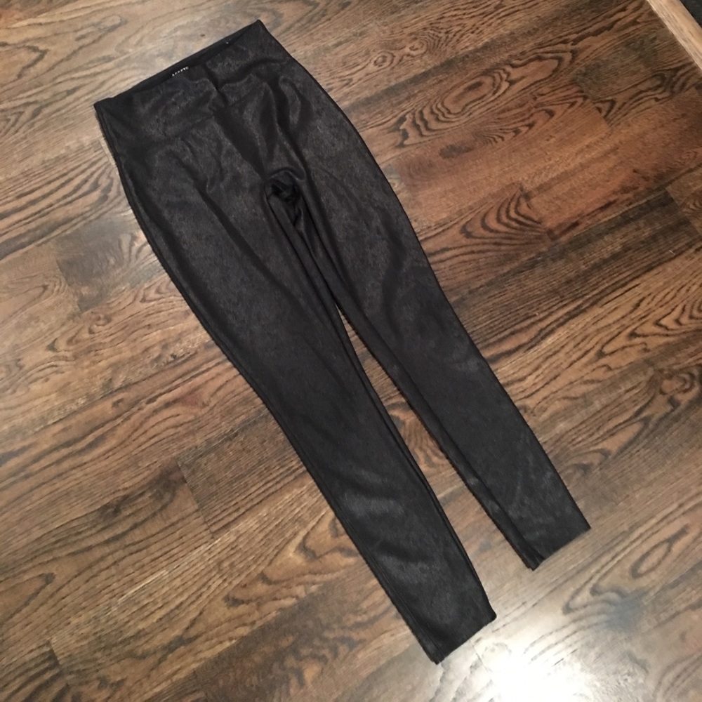 Assets by spanx faux leather leggings, size medium