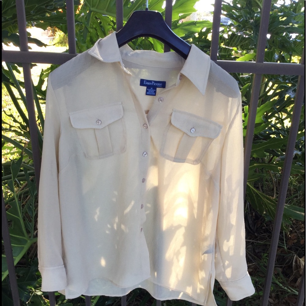 Evan-Picone 1X Cream Blouse
