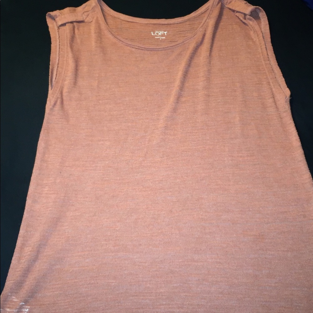 Loft Sleeveless Coral Sheer Tank Worn Once Size S