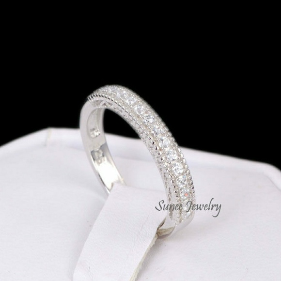 925 Halo Cushion Cut Wedding Engagement Ring Set - Picture 3 of 7