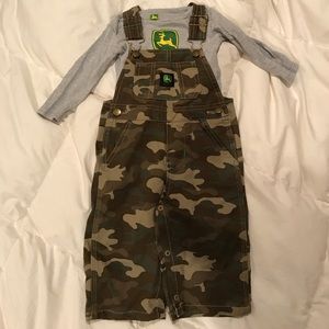 Long sleeve John Deere onesie and overalls