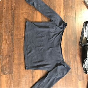 Navy blue off the shoulder long sleeve