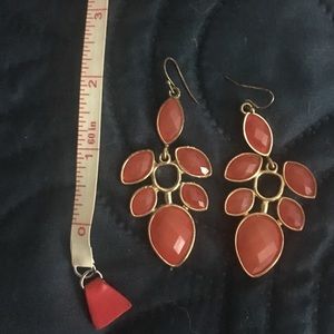 Orange and Gold Drop Earrings