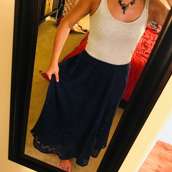 Navy Maxi Skirt | Sz Small - Picture 1 of 7