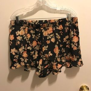 Black Floral Shorts