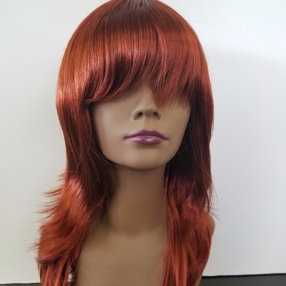 Medium Auburn 100% Japanese Synthetic Wig - Picture 5 of 5