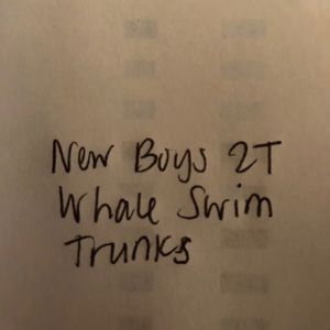 New Boys 2t whale swim trunks