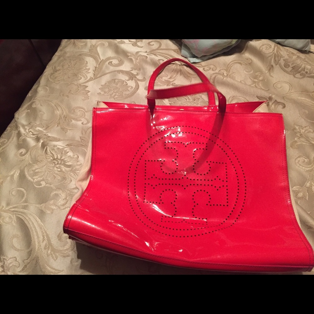 Red Patent Tory Burch Tote