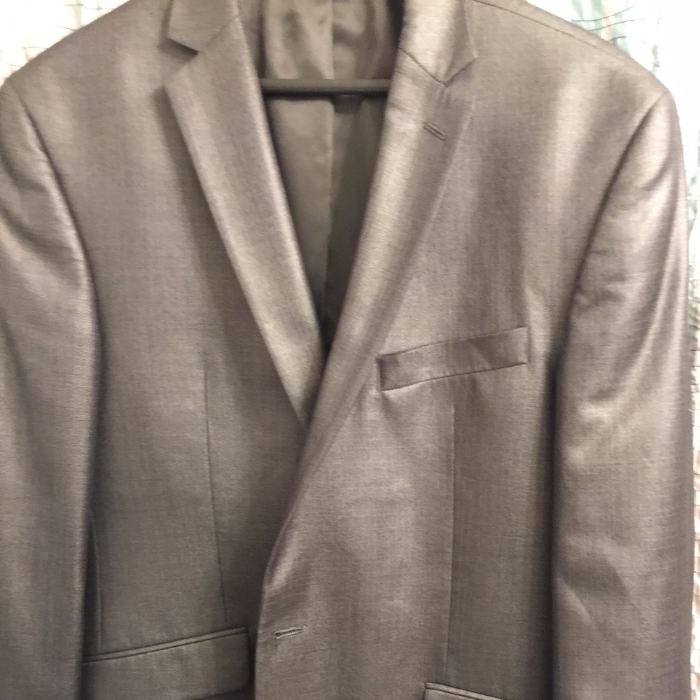 Mens shiny grey suit