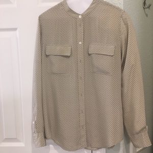 Equipment Silk Blouse with Beige Triangle Print