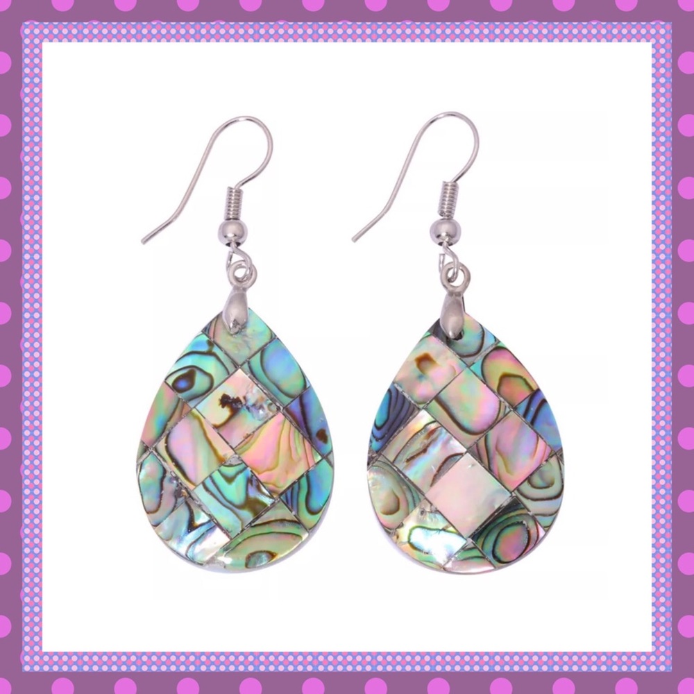 🎄Abalone Shell Dangle Drop Pierced Earrings🎄
