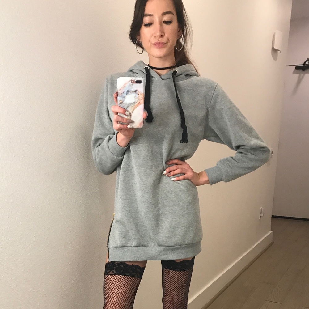 Oversized Hoodie Dress with Zippered Side