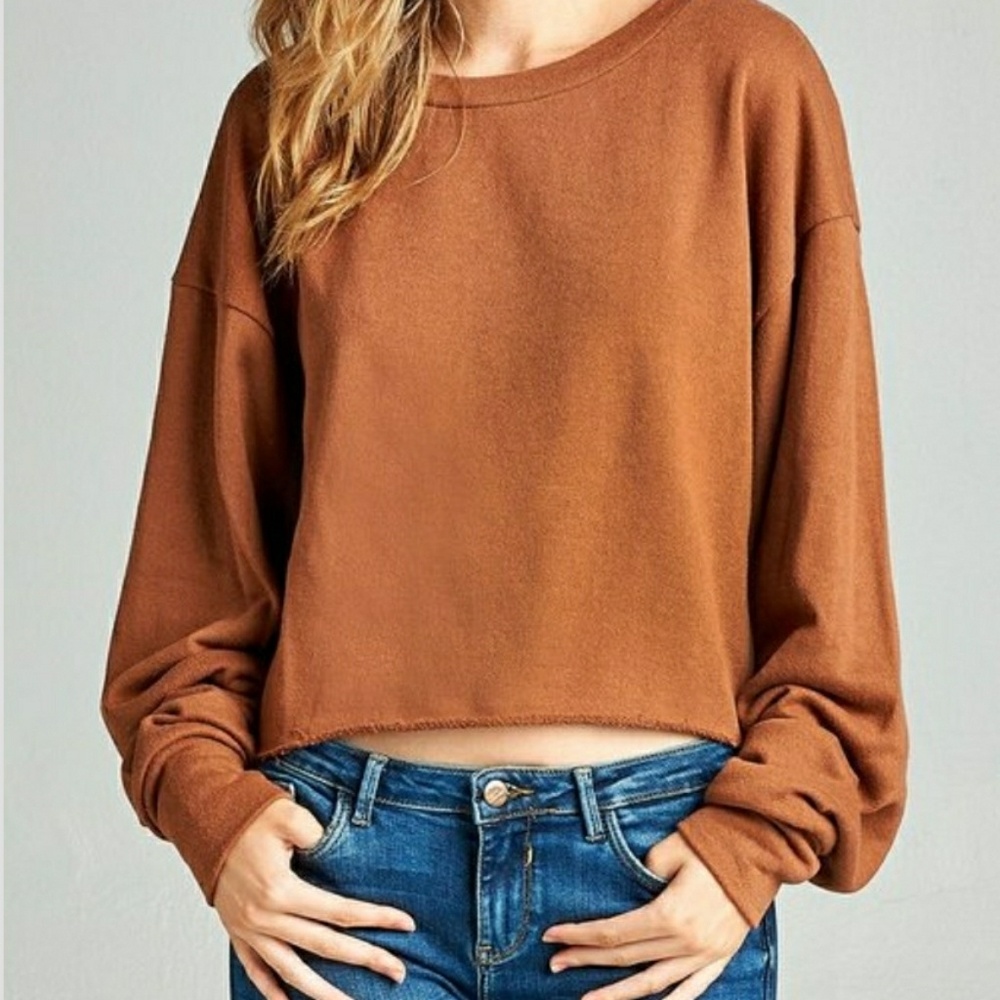 Last one!!!♨TOP RATED ♨French Terry Crop Top - Picture 2 of 4