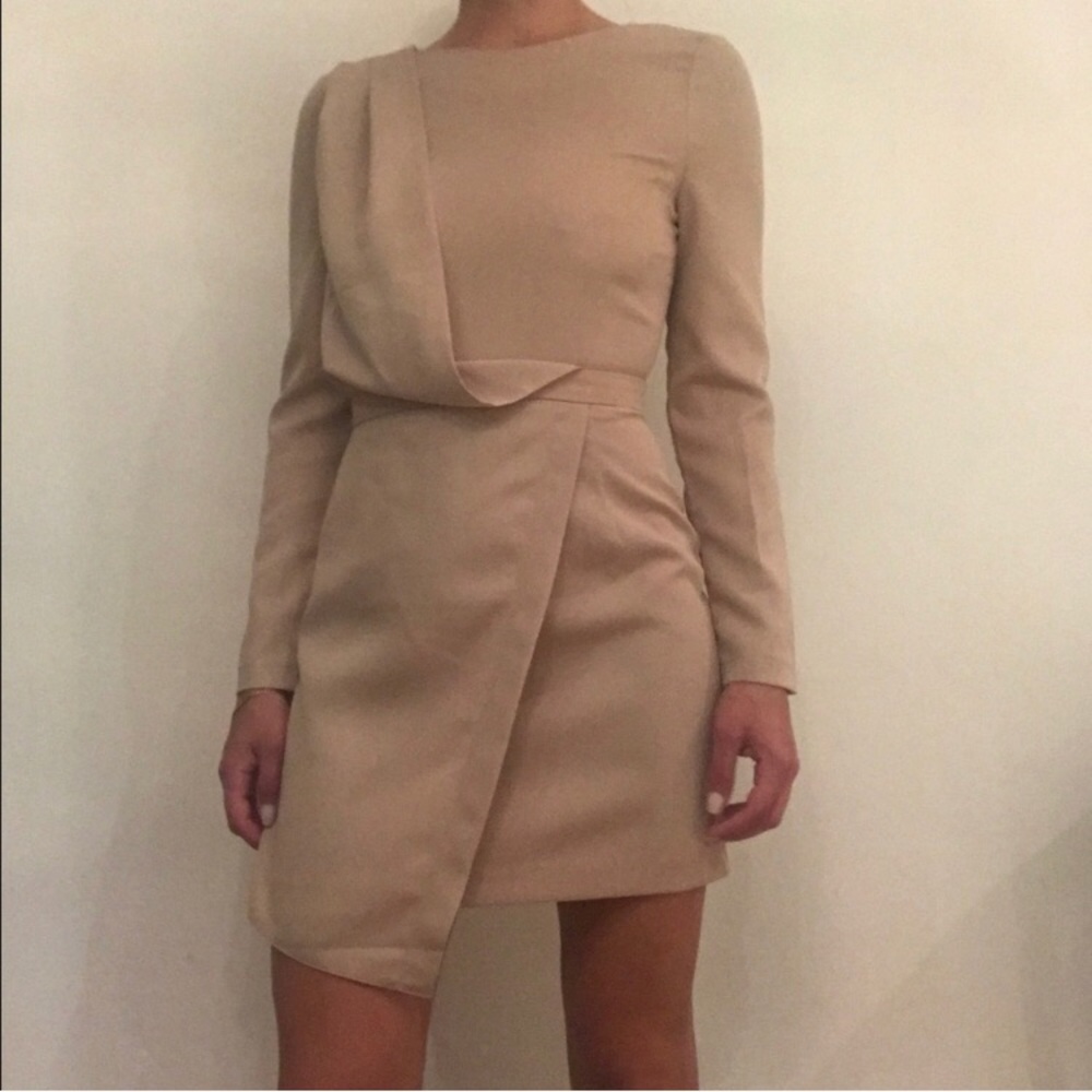 Blaque Label Long Sleeve Nude Dress