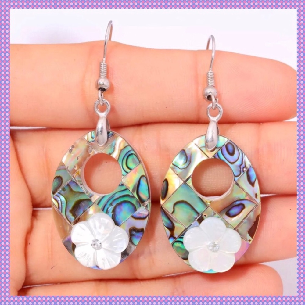 💥Abalone Shell Dangle Pierced Earrings💥 - Picture 2 of 5