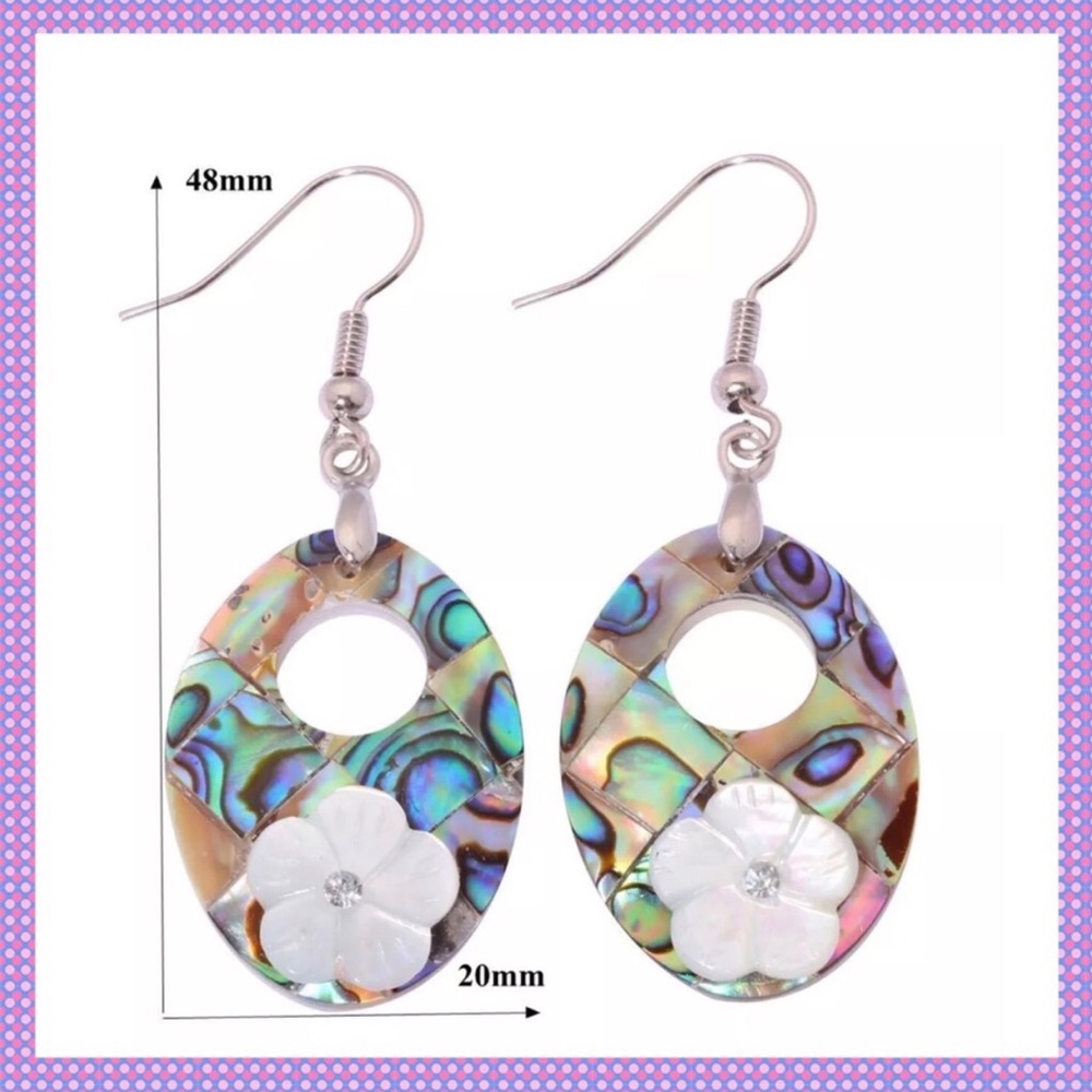 💥Abalone Shell Dangle Pierced Earrings💥 - Picture 4 of 5