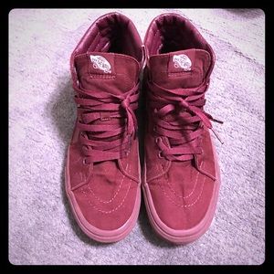 Maroon Hi-top Vans sneakers