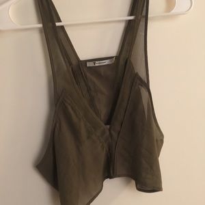 T by Alexander Wang Olive crop tank top sz small