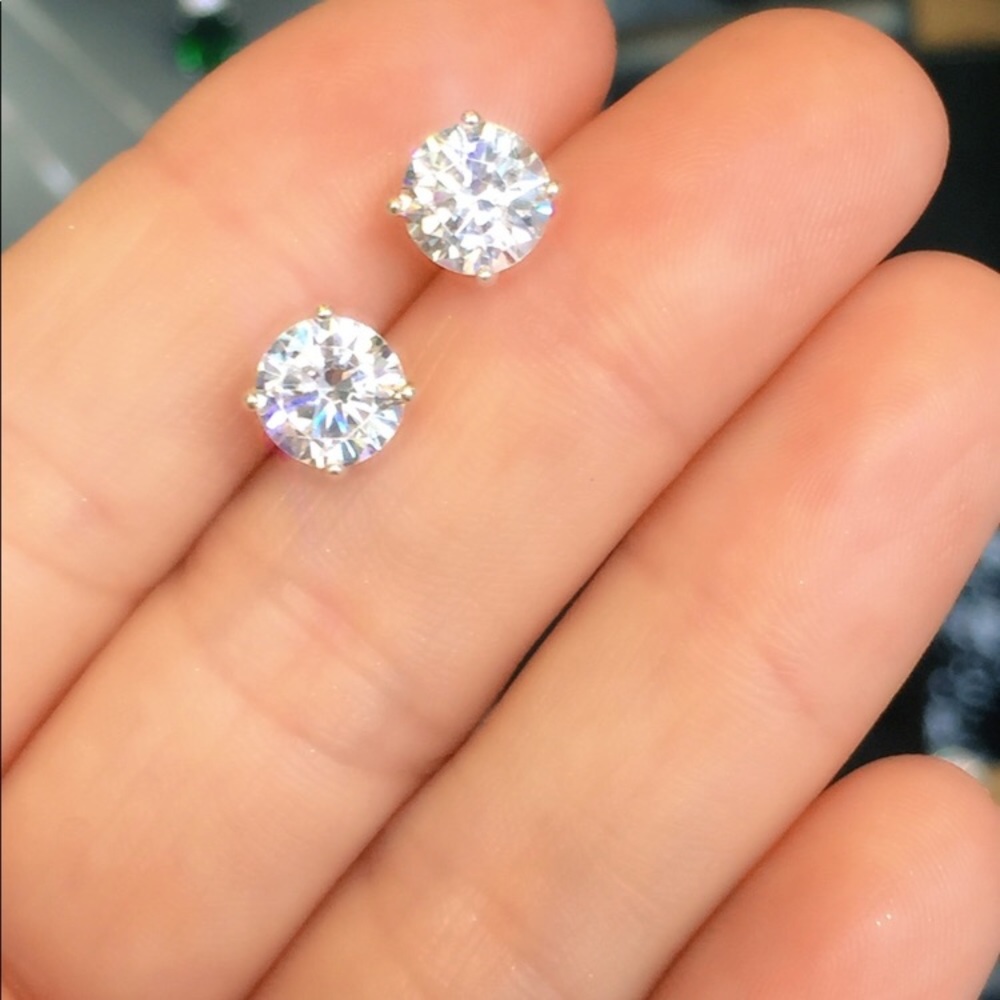 Cubic Zirconia sterling silver studs
