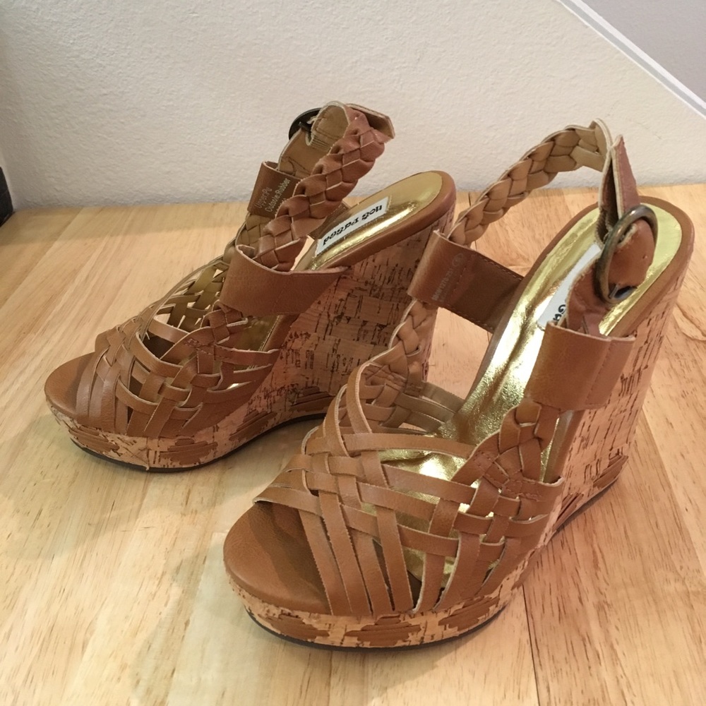 Tan Cork Wedge Sandals