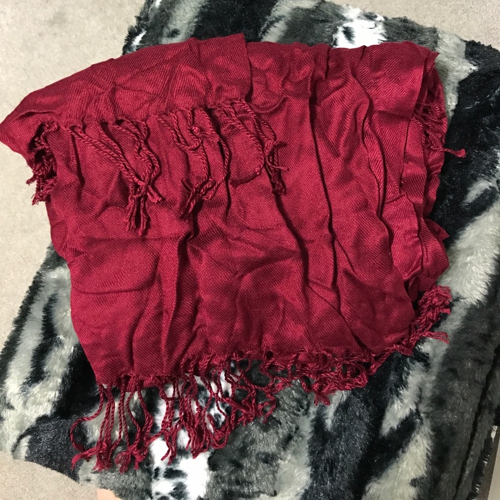 Burgundy Scarf with Tassels