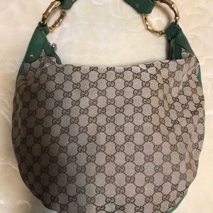 Gucci Monogram Web Bamboo Ring Hobo.