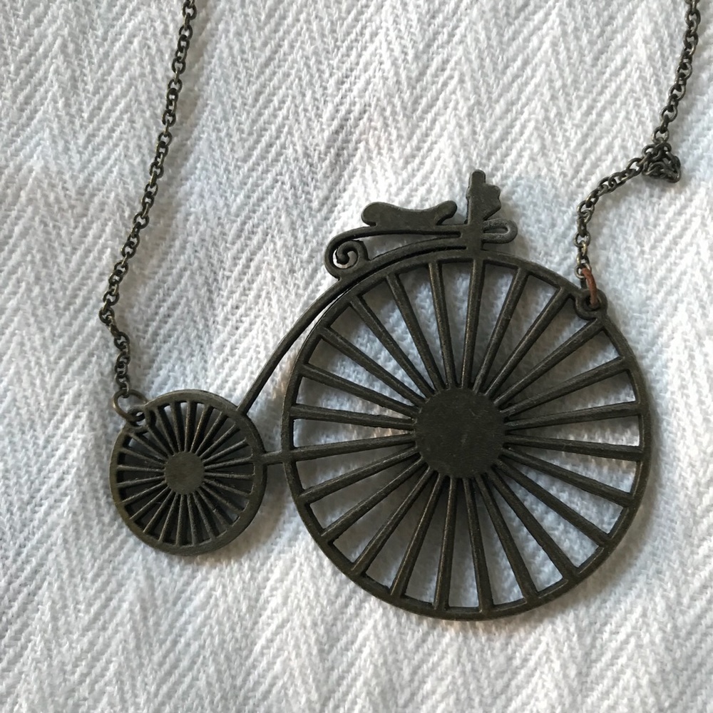 Penny farthing bike necklace