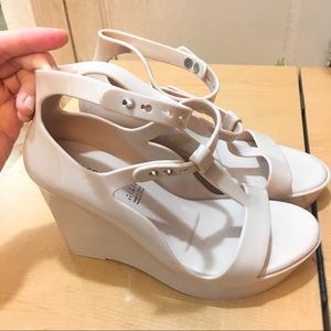 nude pink wedges sandals