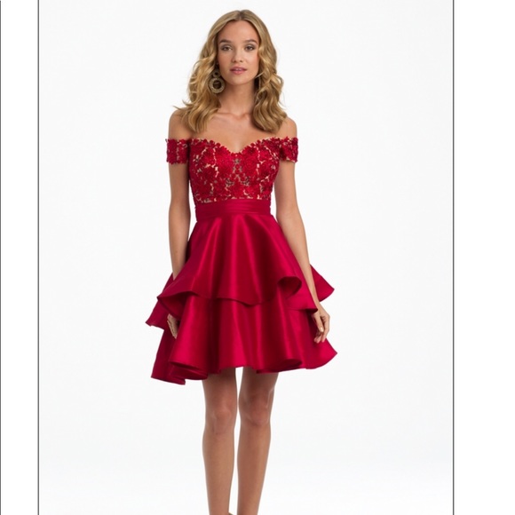 Red short homecoming dress Sz 2 by Camille - Picture 1 of 8