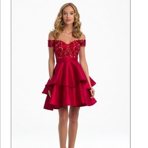 Red short homecoming dress Sz 2 by Camille