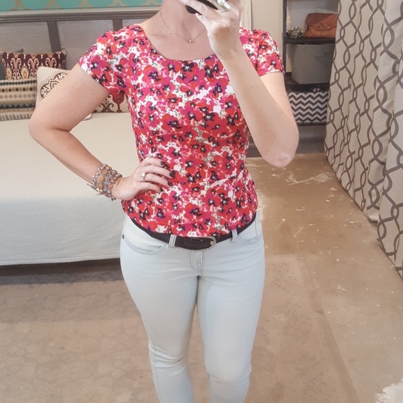 Ann Taylor Tops - Ann Taylor Floral Mini Peplum Blouse