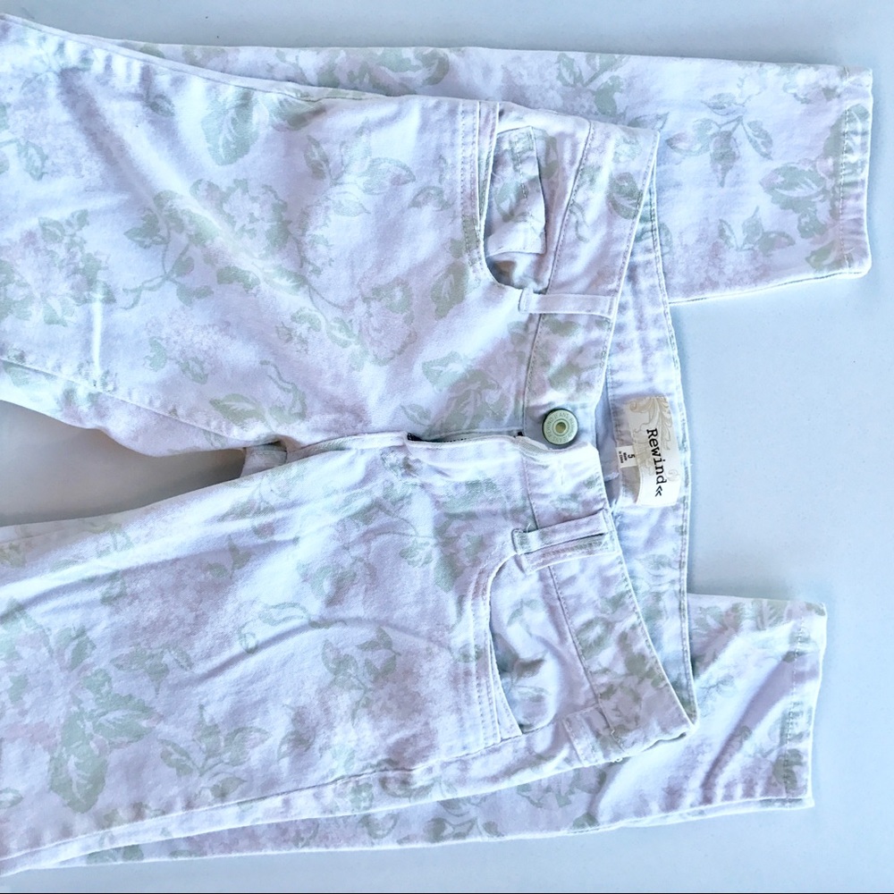 Rewind Floral print white jeans