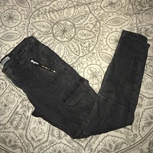 Zara gray suede cargo skinny pant