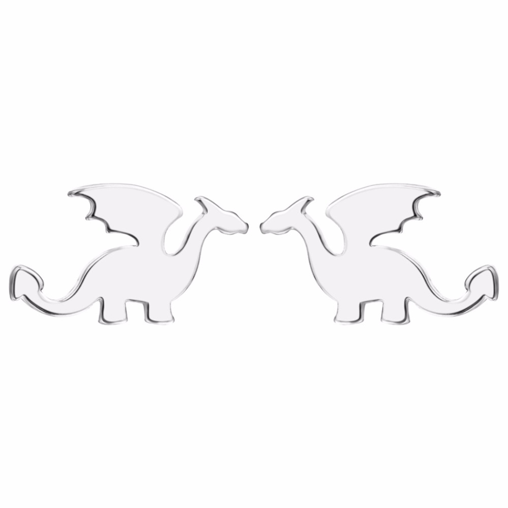 Silver Tone Dragon Stud Earrings - Picture 5 of 6